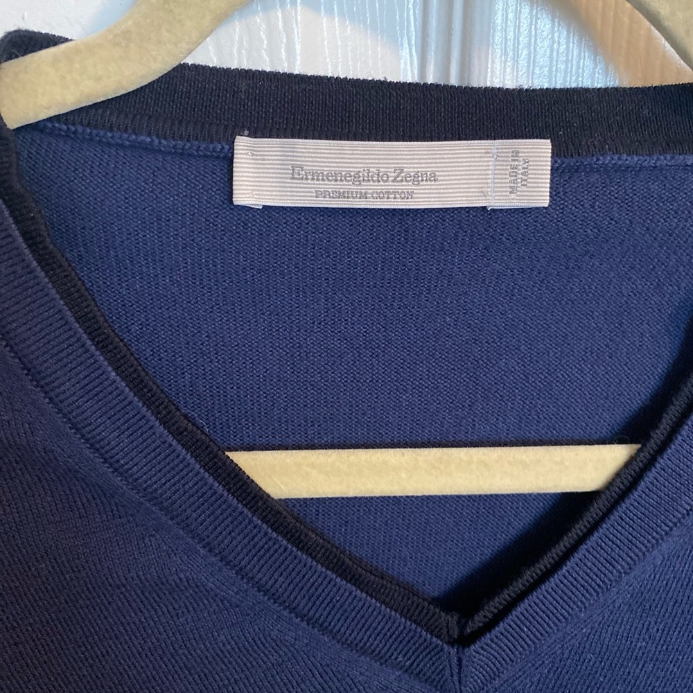 Ermenegildo Zegna Navy and Black V-neck Sweater